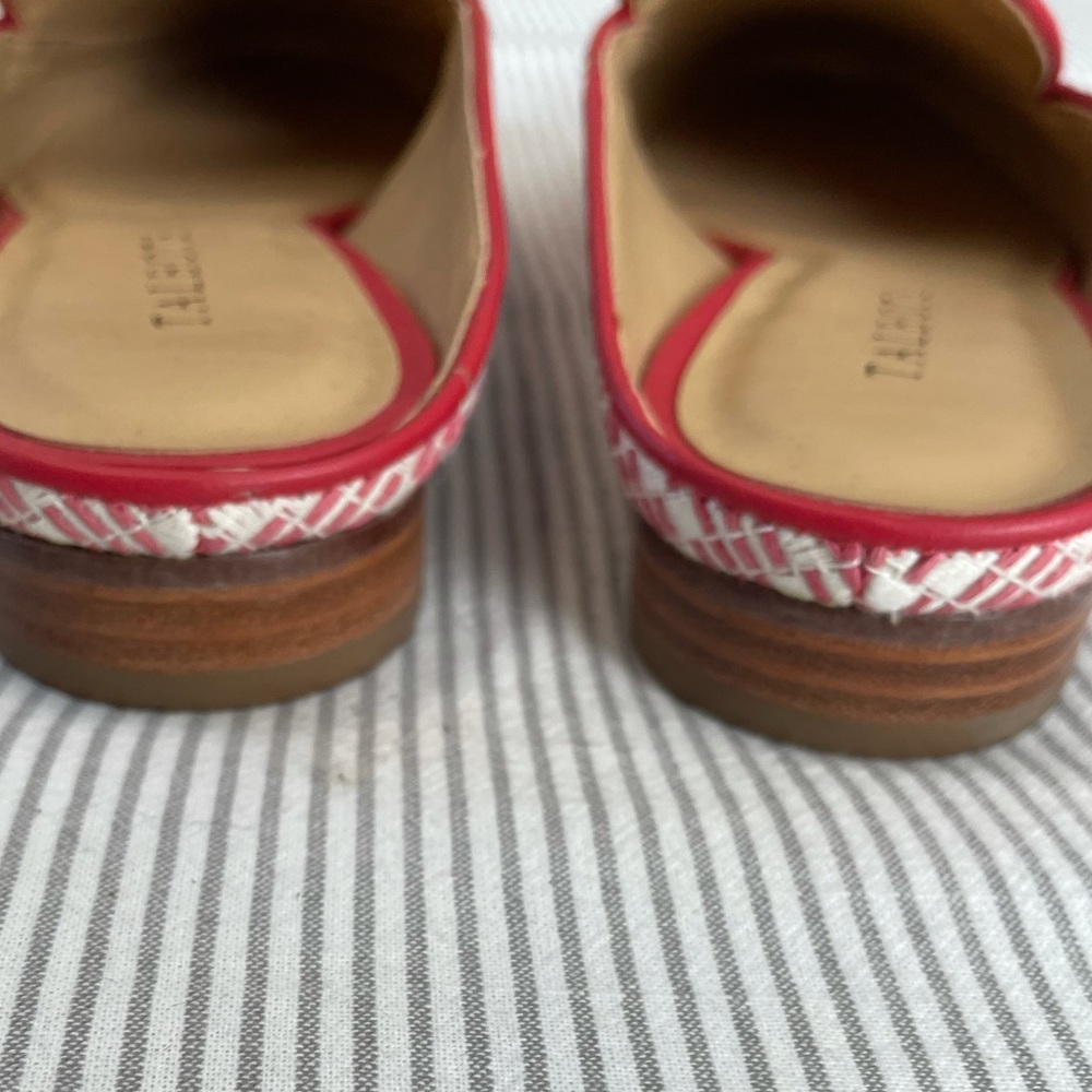 Talbots Red and White Woven Loafer Mules - Picture 5 of 8
